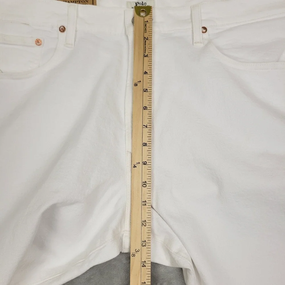 Polo Ralph Lauren The Hampton Relaxed Straight White Stretch Jeans Men's 42x30 - Picture 11 of 13